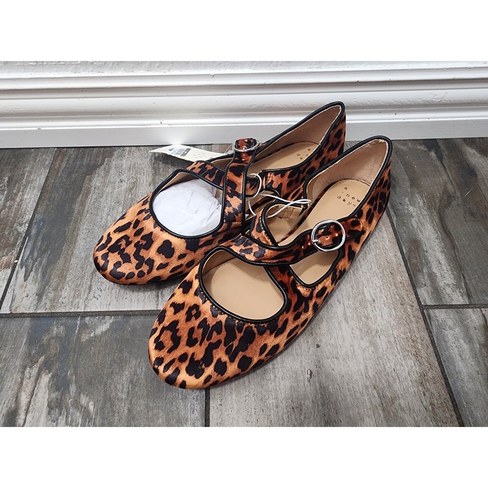 A New Day Tamsin Leopard Print Mary Jane Flats Womens Size 9 Memory Foam